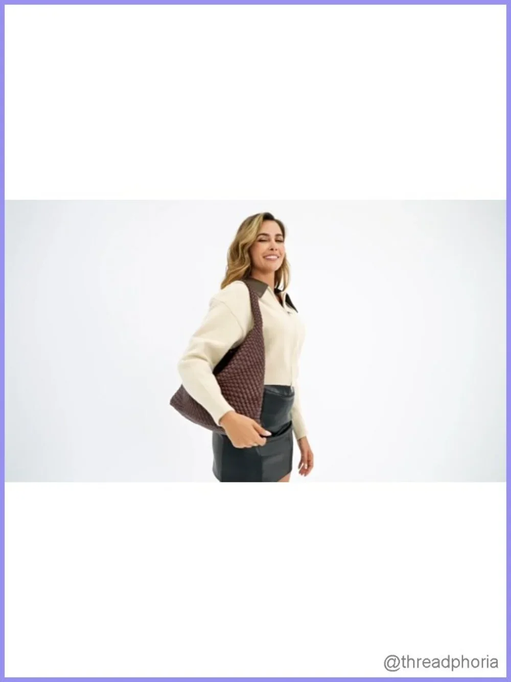 Woven Hobo Shoulder Bag Large Tote with Matching Clutch Lightweight